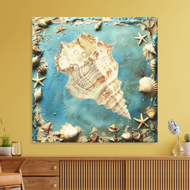 Toile Nautical Seashell Canvas Wall Art (Insitu(Salon))