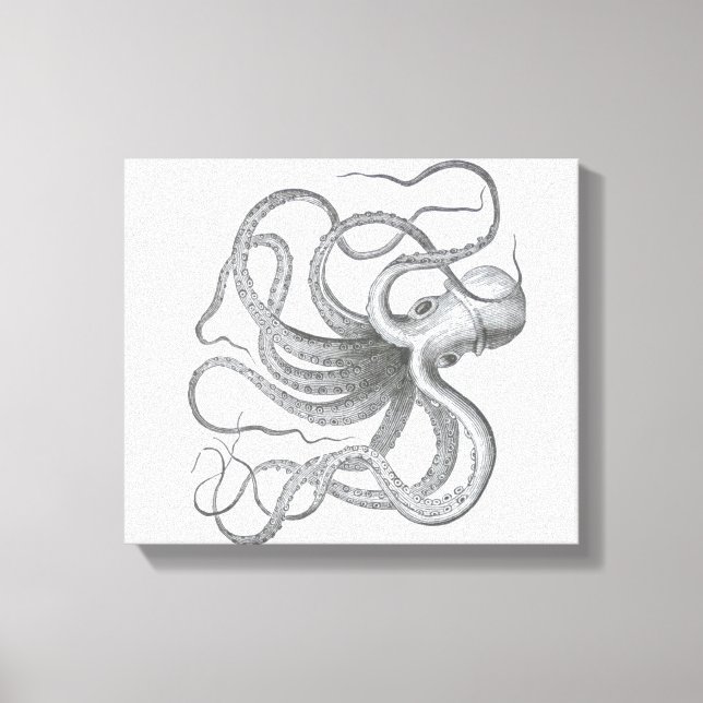 Toile Nautical steampunk octopus vintage kraken drawing (Recto)