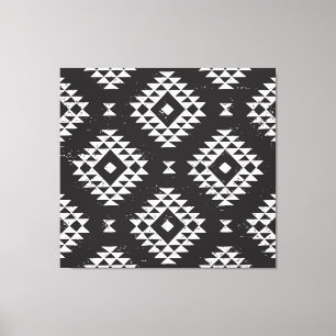 Toile Navajo Géométrique : Tribal Blanc Noir.