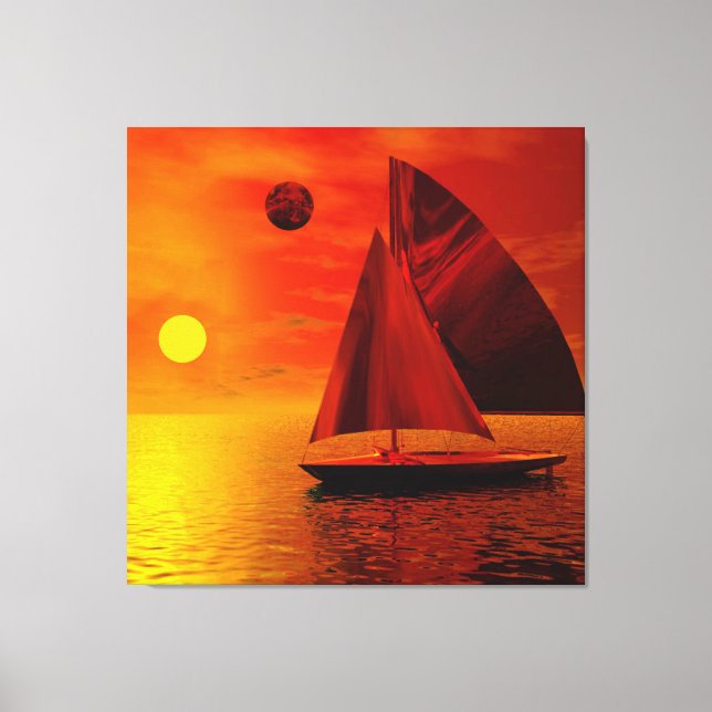 Toile  Navigation au coucher du soleil  (Recto)