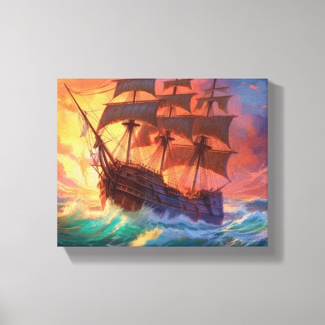 Toile Navire À Voile Sur Une Mer Tempérée (Recto)