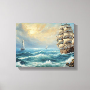 Toile Navire à voile vintage dans l'océan
