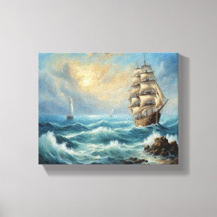 Toile Navire à voile vintage dans l'océan