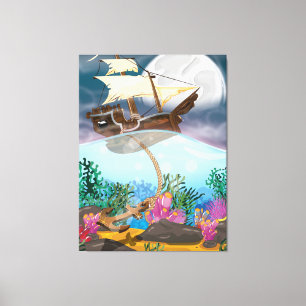 Toile Navire de voiles débarquant l'ancre