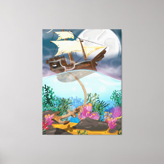 Toile Navire de voiles débarquant l'ancre