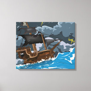 Toile Navire Pirate dans la Tempête