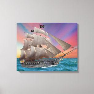TOILE NAVIRE PIRATE DE BARBE-NOIRE