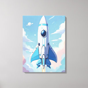 Toile Navire spatial volant dans le ciel