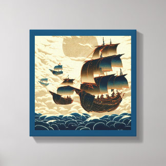 Toile Navires aériens naviguant au-dessus des nuages - G