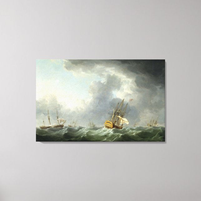 Toile Navires anglais devant un mâle (Recto)