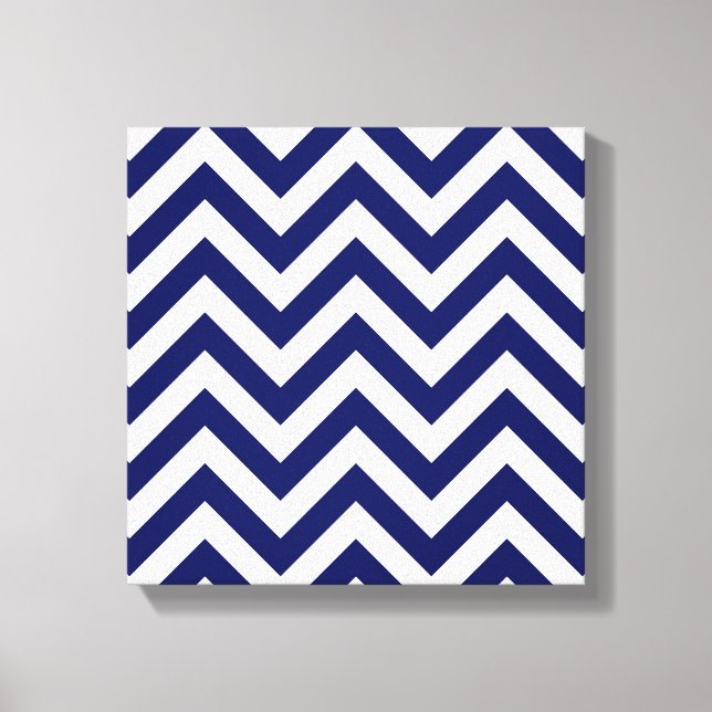 Toile Navy Blue and White Large Chevron Zig Zag (Recto)
