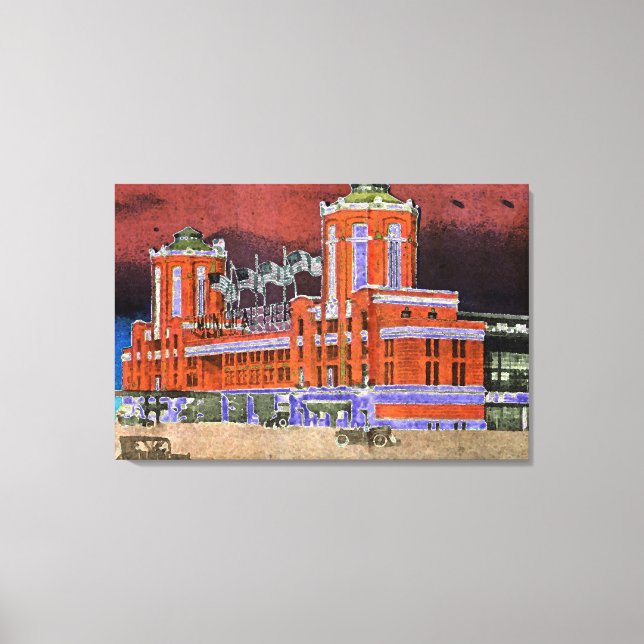 Toile Navy Pier Chicago 1920's Watercolor Art Windy City (Recto)