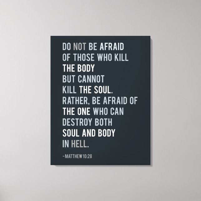 Toile N'ayez pas peur Matthieu 10:28 Bible Verse (Recto)