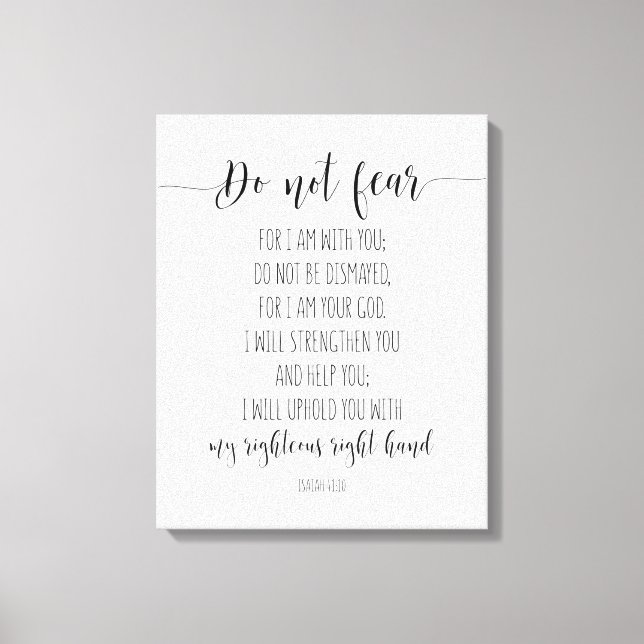 Toile Ne Crains Pas Car Je Suis Avec Toi, Ésaïe 41:10 (Recto)
