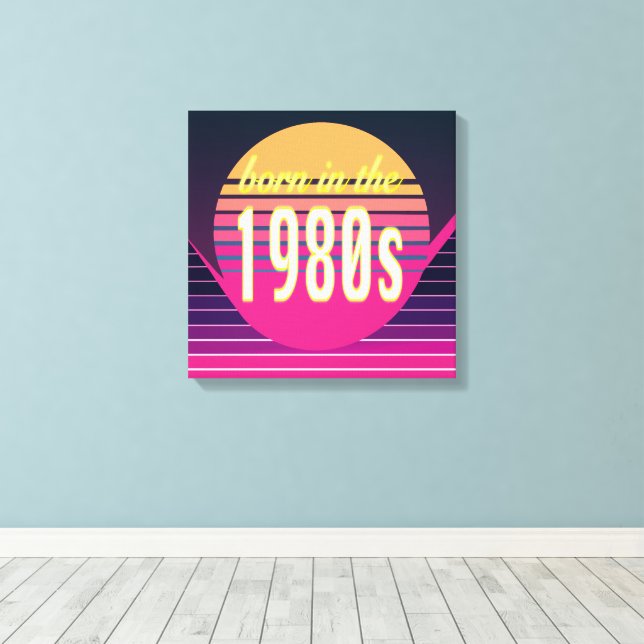 Toile Né dans les années 1980, Millennials, Gen X, année (Insitu (Plancher de Bois))