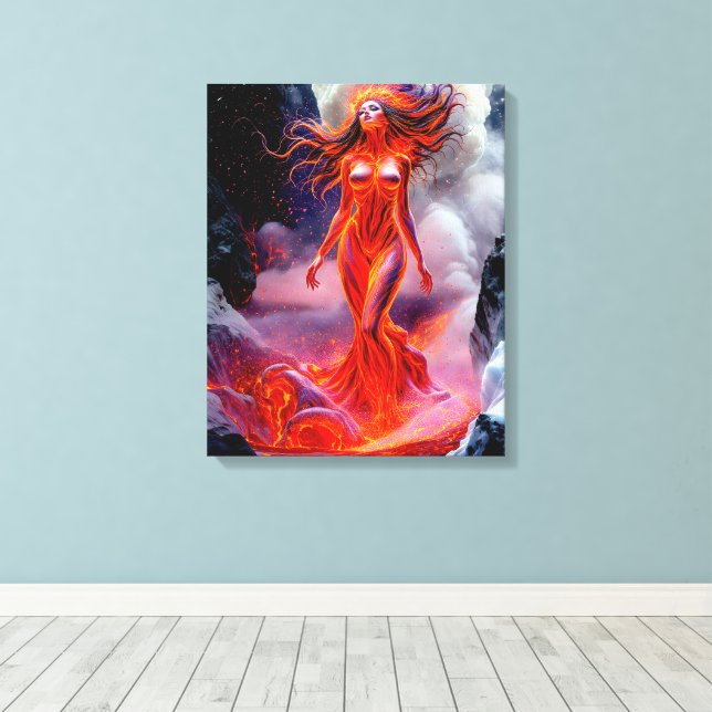 Toile "Né de l'enfer" - Portrait de femme volcanique (Insitu (Plancher de Bois))