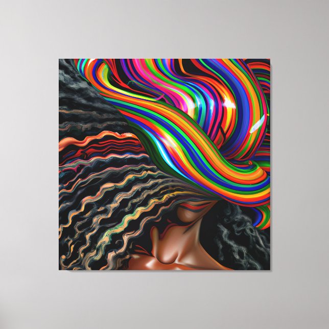 Toile Ne touchez pas mes cheveux Black Melanin Afro Quee (Recto)