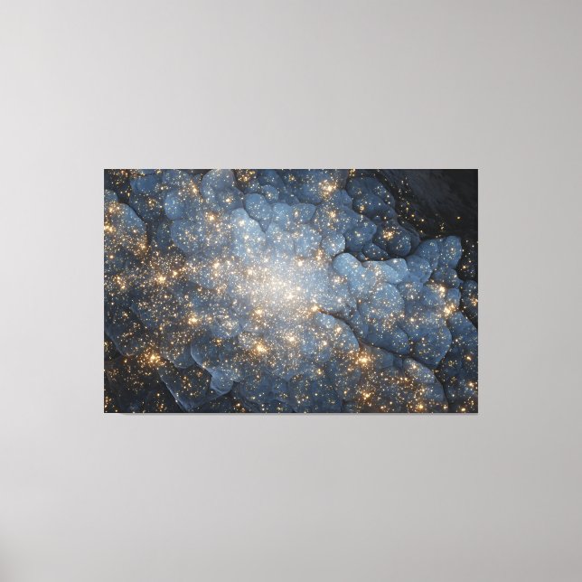 Toile Nébuleuse Dorée Étoilée Cosmos Bleu de Minuit (Recto)