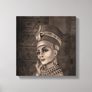 Toile Nefertiti - la reine égyptienne - sépia