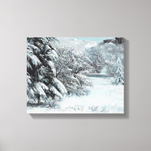 Toile Neige de Gustave Courbet Pins en Neige