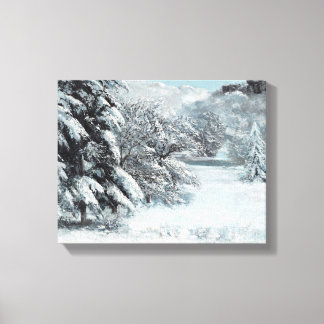 Toile Neige de Gustave Courbet Pins en Neige