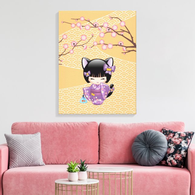 Toile Neko Kokeshi Poupée - Cat Ears Geisha Girl (Insitu(Salon))