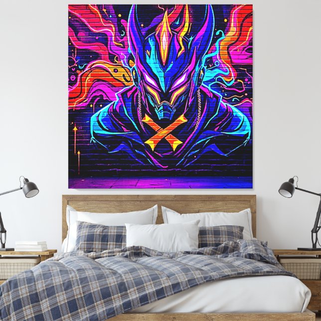 Toile Neon Cyber Guardian Art (Insitu(Chambre))
