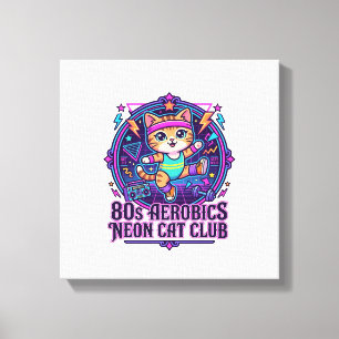 Toile Néon de chat aérobic des années 80 - Conception dr