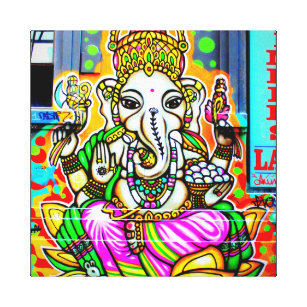 Toile Néon d'éléphant de Ganesh d'art de rue de graffiti