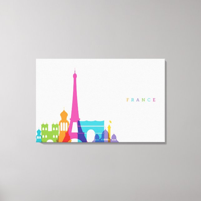 Toile Neon France Skyline (Recto)