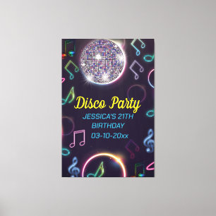Toile Neon Glow Disco Dance Anniversaire
