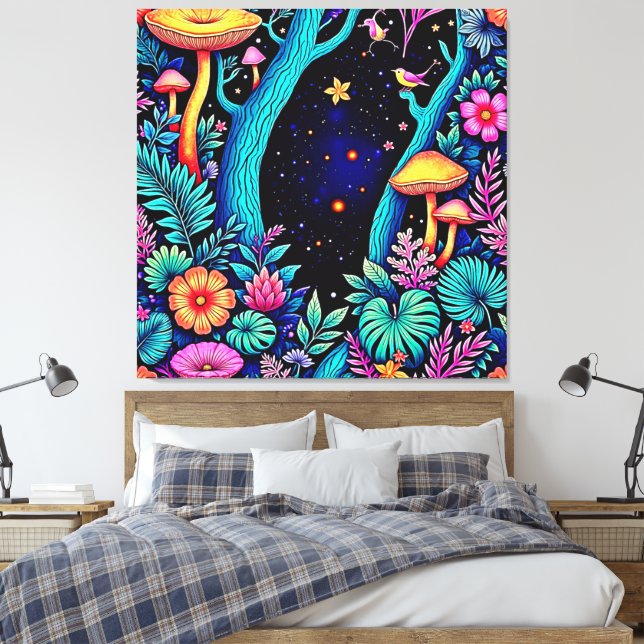 Toile Neon Imaginaire Forêt Design de nuit (Insitu(Chambre))