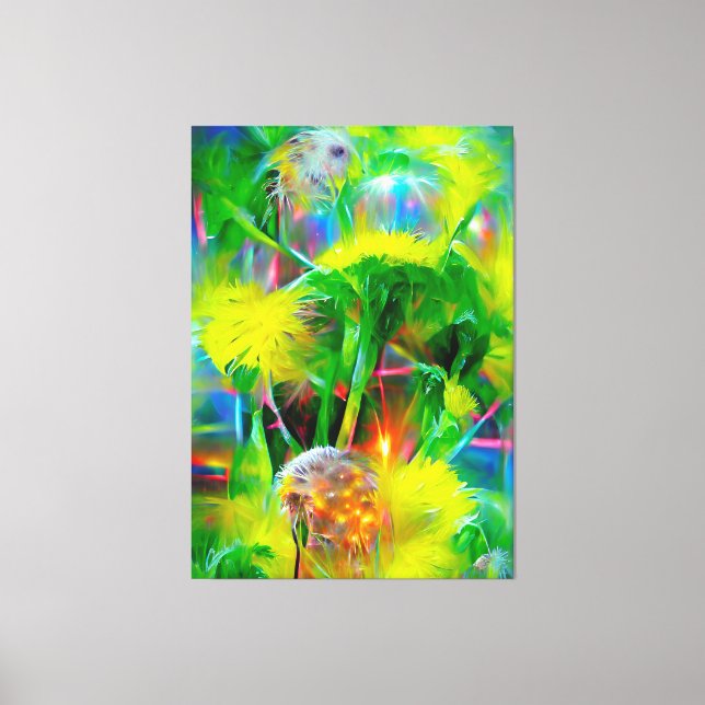 Toile Neon Llow Dandelions dans Dream Garden (Recto)
