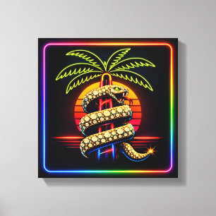 Toile Neon Lux Nuits de Miami serpent incrusté de diaman