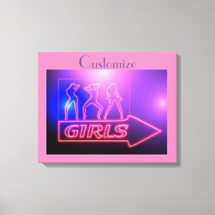 Toile Neon Pink Girls Sign Thunder_cove