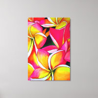 Neon Pink Plumeria Frangipani aquarelle Art