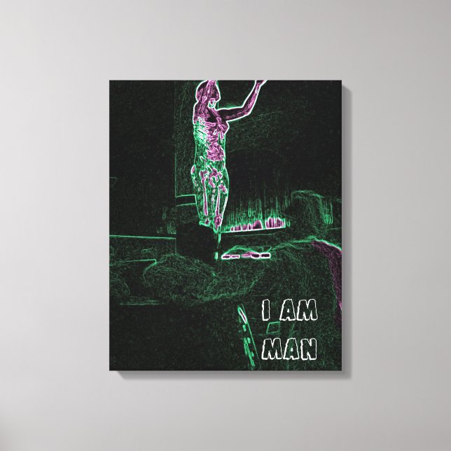 Toile Neon Transparent Man Reaching For The Sky Je SUIS  (Recto)