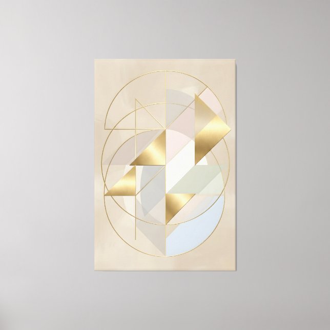 Toile Neutral Gold Accents Abstract Geometric Canvas (Recto)