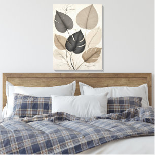 Toile Neutre Feuille minimale Art Botanique Moderne