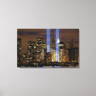 Toile "New York City" Hommage 911 avec éclairages muraux