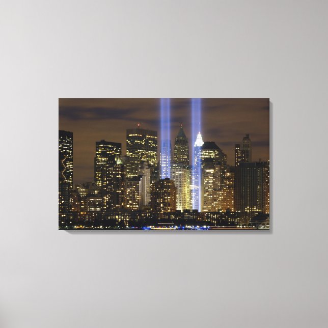 Toile "New York City" Hommage 911 avec éclairages muraux (Recto)