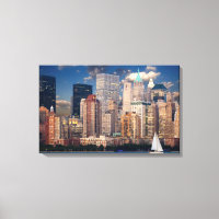 New York City Manhattan Skyline à Night Wall Art