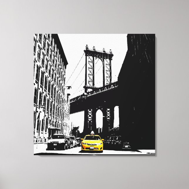 Toile New York City Nyc Brooklyn Bridge Taxi jaune (Recto)