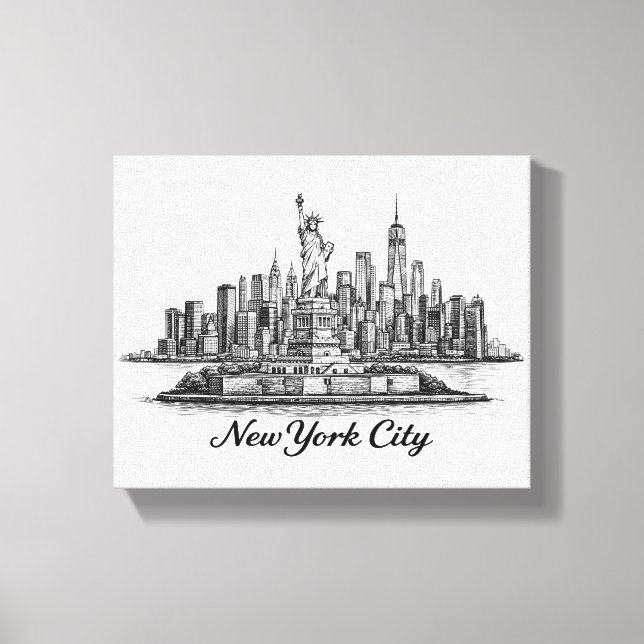 Toile New York City Skyline Line Art Illustration (Recto)