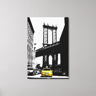 Toile New York City Taxi jaune Nyc Brooklyn Bridge