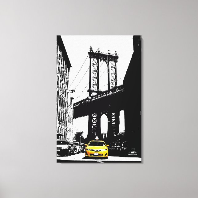 Toile New York City Taxi jaune Nyc Brooklyn Bridge (Recto)
