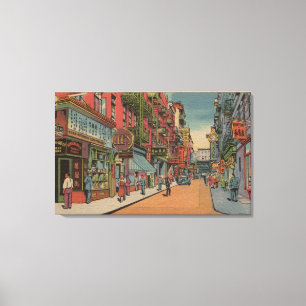 Toile New York, NY - vue des magasins de Chinatown