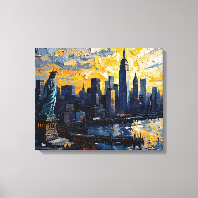 Toile New York Skyline Sunset Canvas Wall Art (Recto)