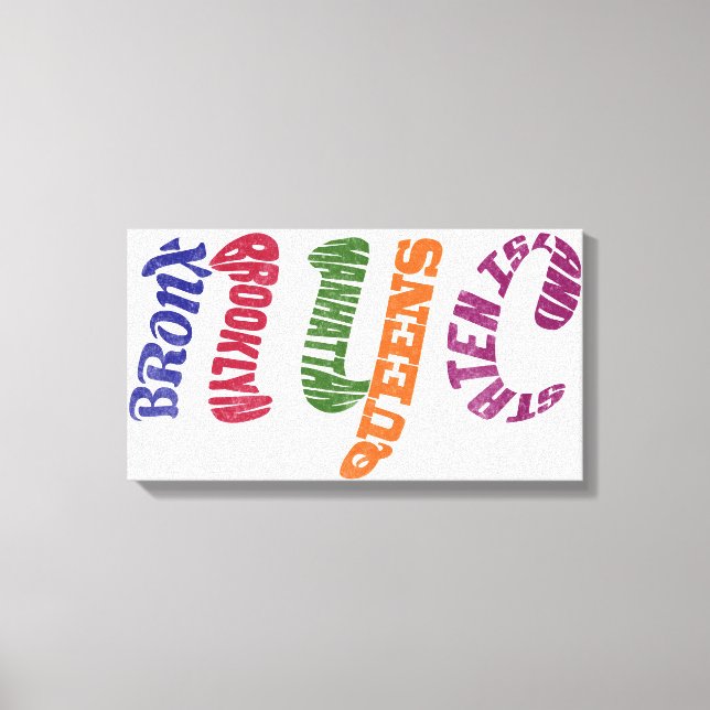 Toile New York Ville Boroughs NYC Word Art (Recto)