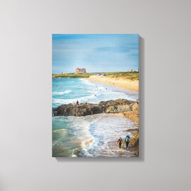Toile Newquay Fistral Beach au coucher du soleil (Recto)